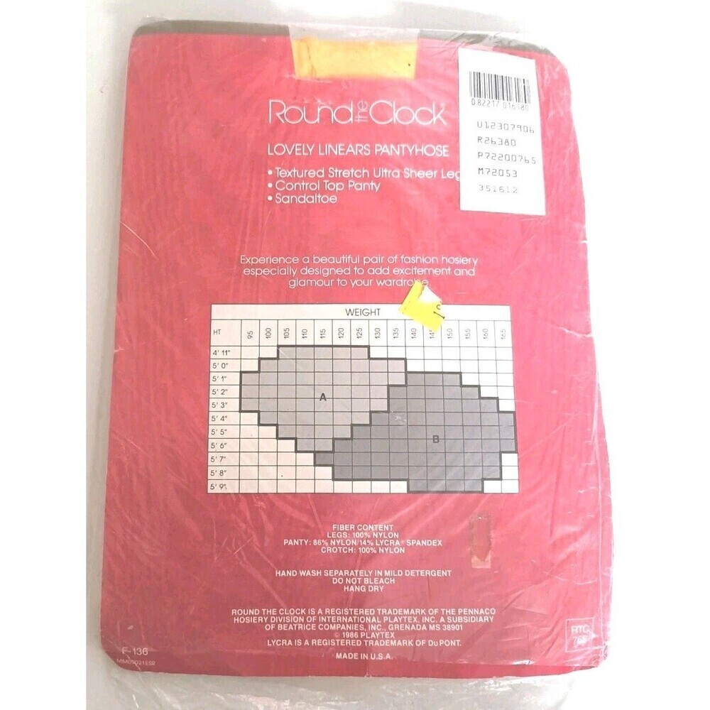 Vintage Round The Clock Control Top Pantyhose Size B Yellow Textured Ultra Sheer - Picture 2 of 4